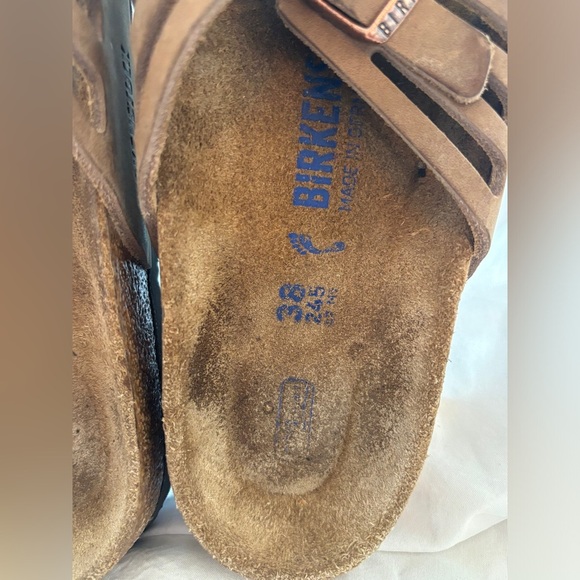 Birkenstock Granada Tan Brown Leather Suede Strappy Slide Sandals 38 7 7.5 - Picture 8 of 8